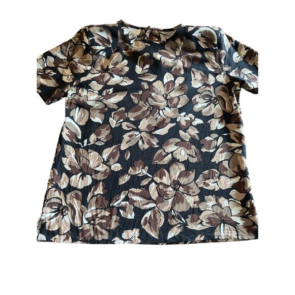 Petite Sophisticate size Small Challis Floral Leaf Print Blouse Vintage - Picture 5 of 10